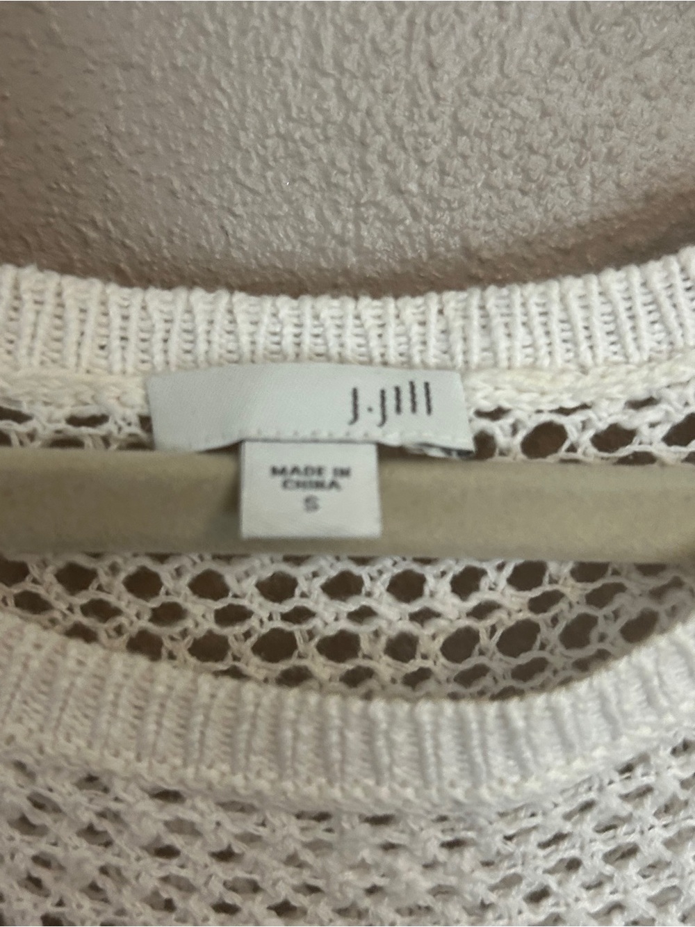J. Jill White Open Weave crochet Crewneck Sweater - Picture 3 of 3